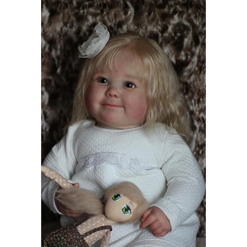 

60CM Huge Baby Reborn Toddler Girl Doll June Awake Lifelike 3D Skin Paint with Genesis Paint Collectible Art Doll Gift