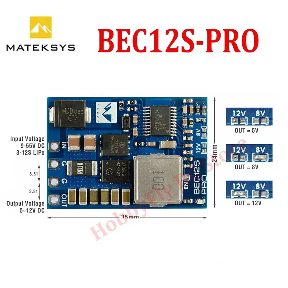 MATEK BEC12S-PRO 9-55 В до 5 В/8 В/12 В-5 А Регулятор напряжения BEC Модуль питания Защита от