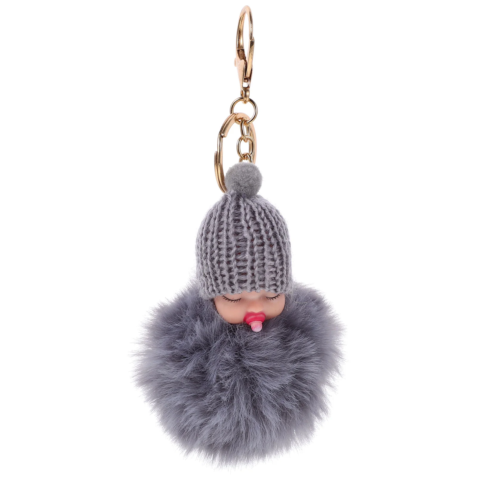 

Fluffy Sleeping Keychain Holder Bags Car Keyring Pendant Pompom Keychian Adorable Backpack Plush