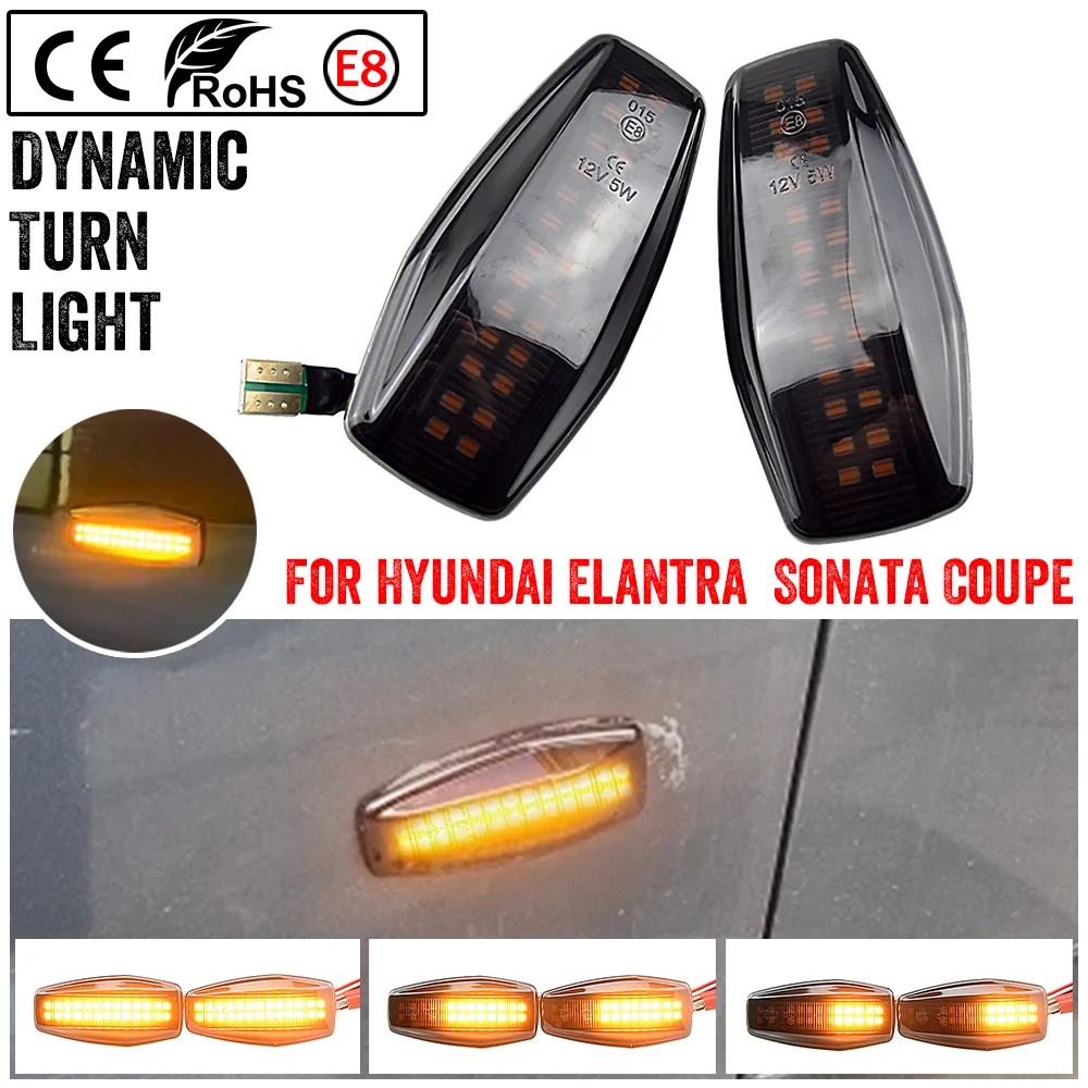 

2x светодиодный динамический боковой указатель поворота, плавная мигалка для Hyundai i10 Elantra Sonata Tucson Coupe Trajet Accent Getz