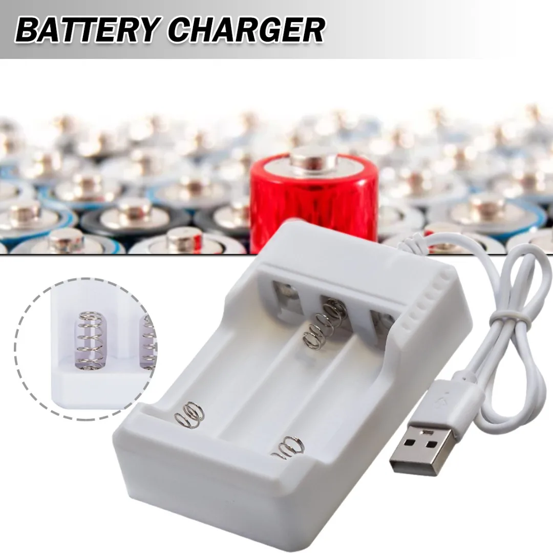 

New 1pc DC 5V 3-Slot Battery Charger 1.2V USB Plug AA AAA Rechargeable Batteries Chargers Adapter With LED Indicator