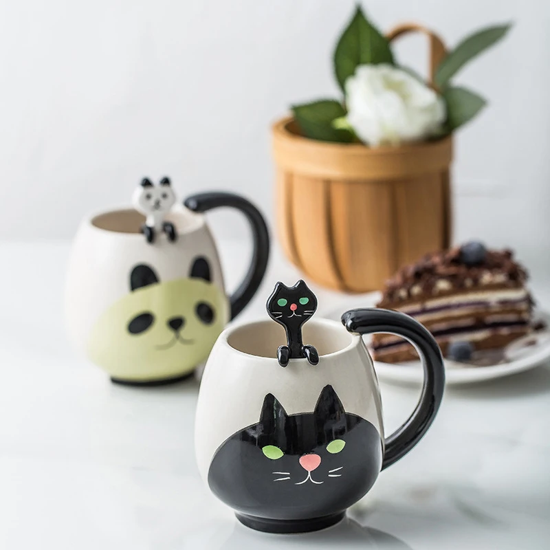 

450ml Panda Bear Frog Shaped Cups Cute Children Breakfast Mugs Ceramic Coffee Cups Office Water Juice Cup Kitchen Drinkware
