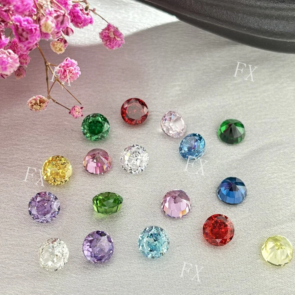 D-розовый круглый кубический цирконий с измельченным кубическим цирконием 5-10 мм