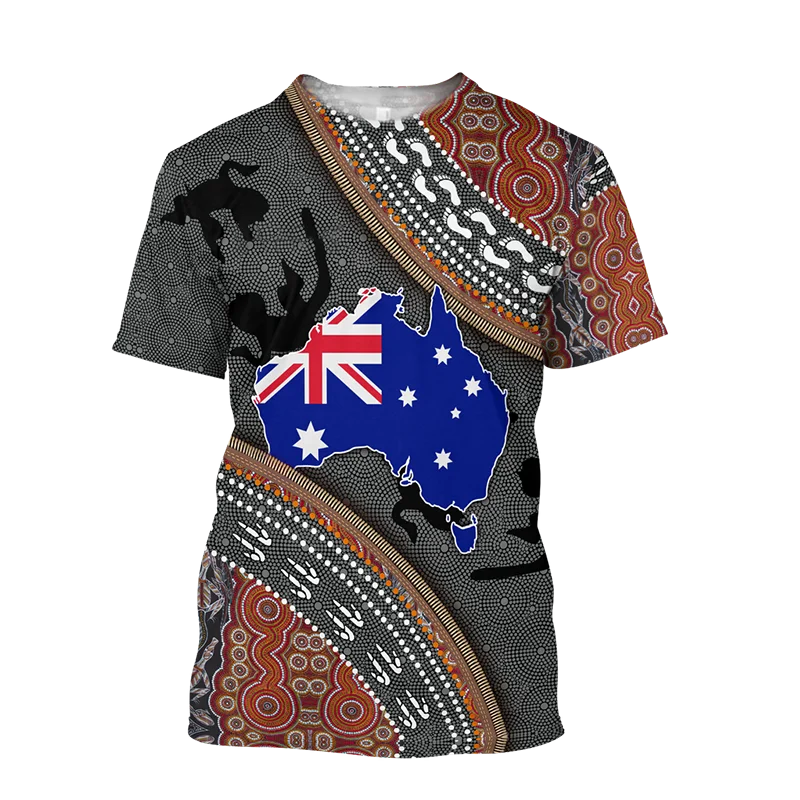 Футболка мужская с австралийским флагом свитшот камуфляжным принтом круглым