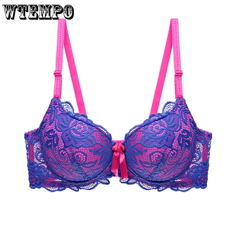 

Lace Sexy Gathering Bra Women's Thin Underwear with Steel Ring Shaped Push Up Underwire Sensual Lingerie Dropshipping Wholesale