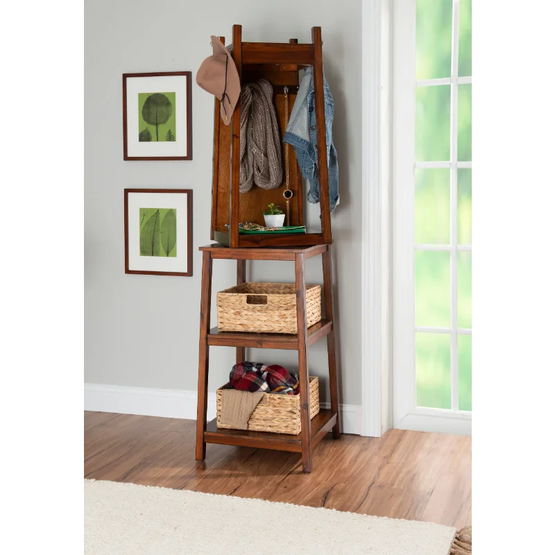 

Powell Keswick Rotating Coat Rack with Mirror, Cherry