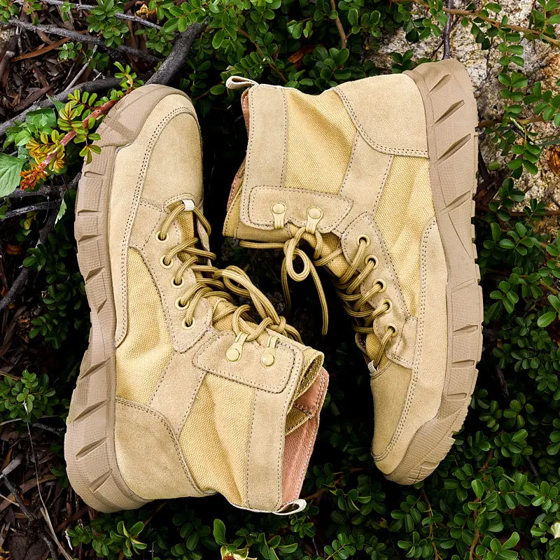 Autumn Leather Martin Boots Men's High Top Ankle Desert Workwear Outdoor Climbing Women's Hiking Boots Lightweight Non-Slip