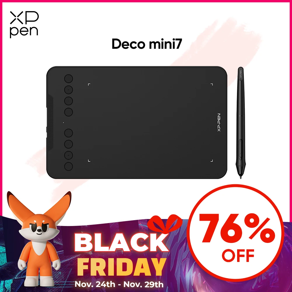  XP-Pen Deco01 Mini Graphic Tablet Deco mini 7 Digital Drawing Tablet 74 inch 8 Express Keys Support Tilt Android Mac Windows 