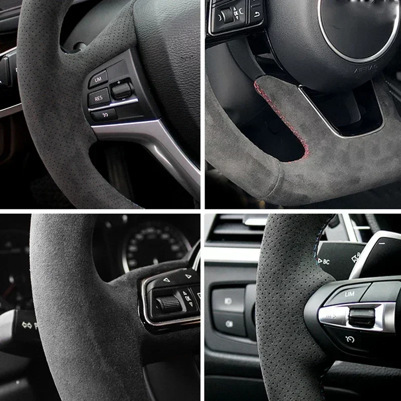 Фото Сшитый вручную чехол на руль автомобиля, оплетка для Mercedes Benz AMG CLA C-class C43 E-class E53 AMG CLE53, замшевые автомобильные аксессуары №2