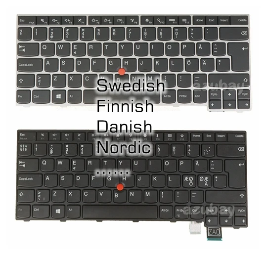 

Nordic Swedish Finnish Danish Norwegian Keyboard for Lenovo Thinkpad T460S 20F9 20FA, T470S, 13 Gen 1 20GJ 20JK /Gen 2 20J1 20J2