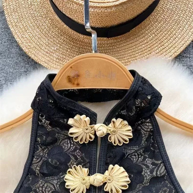 Весенне-летний сексуальный кружевной сетчатый классический комбинезон с