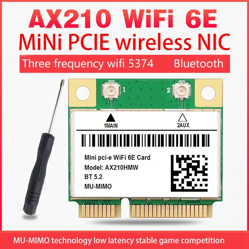 

Wifi 6E AX210 Mini PCI-E Wireless Network Card WIFI6 Dual Band 2.4G/5G Network Card Bluetooth 5.2 Network Card Adapter Plastic