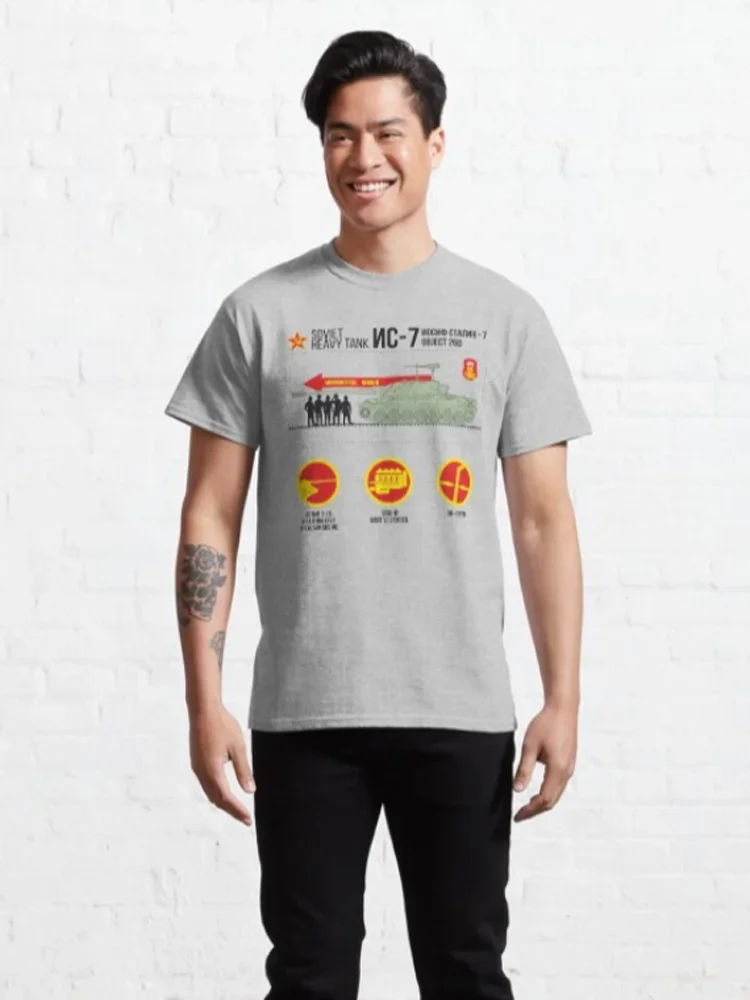Советская футболка с инфографической надписью Heavy Tank IS-7 из 100% хлопка круглым