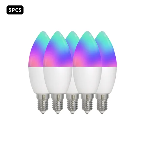 Светодиодная лампа MOES Zigbee, умная лампа-свеча E14, 5 Вт, RGBCCT, 2200-6500K, регулируемая яркость, функция голосового управления Google