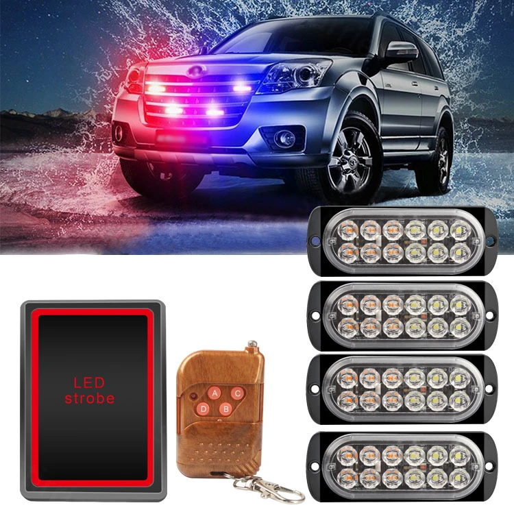 

12LED Car Strobe Warning Light Grill Flashing Breakdown Emergency Light Car Truck Trailer Beacon Lamp LED Side Light For Cars