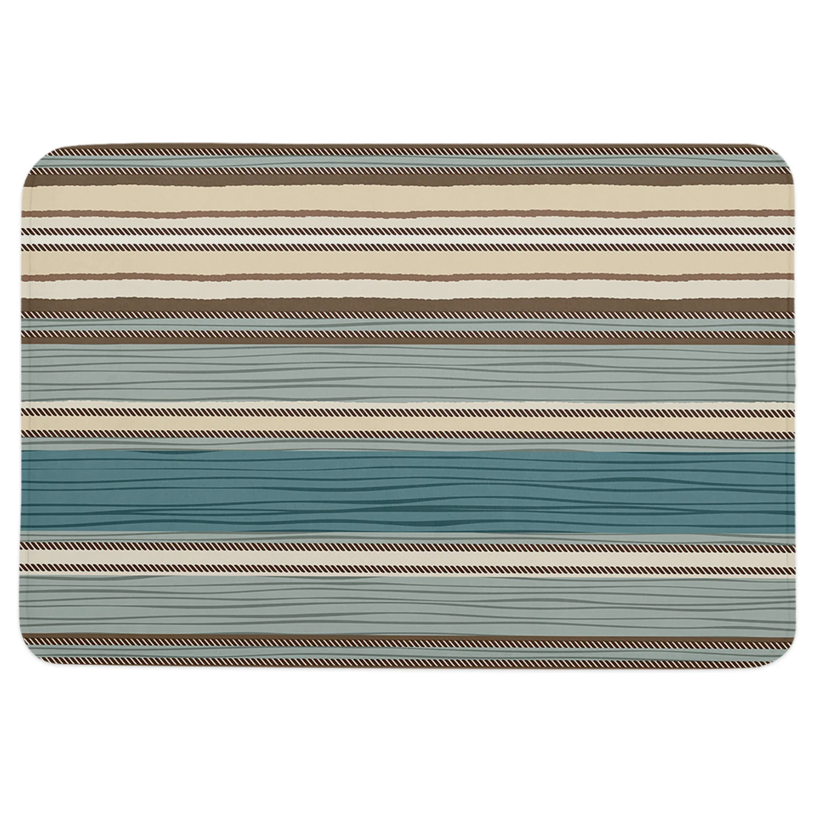 

Striped Boho Teal Table Runner Welcome Mat Grounding Mat Rug for Kitchen Floor Rug Bath Mat Bedroom Door Mat
