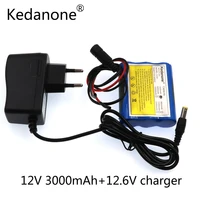 nwe 12 v 3000 mah 18650 li ion rechargeable battery and 12 6v 1a charger cctv camera