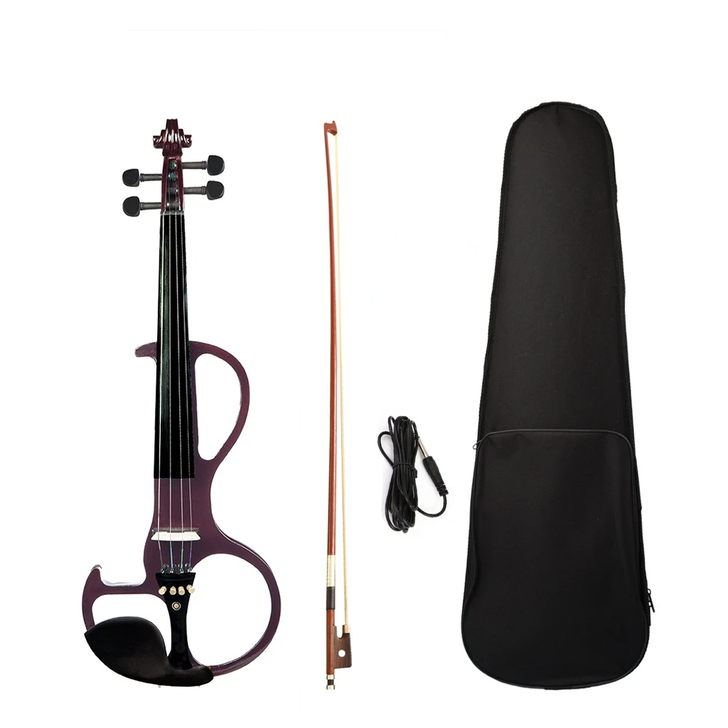 

Student Violin Full Size 4/4 Electric Silent Violin Ebony Fittings Maple Fingerboard Pegs Chinrest Tailpiece 4-4 Violin Bow SET
