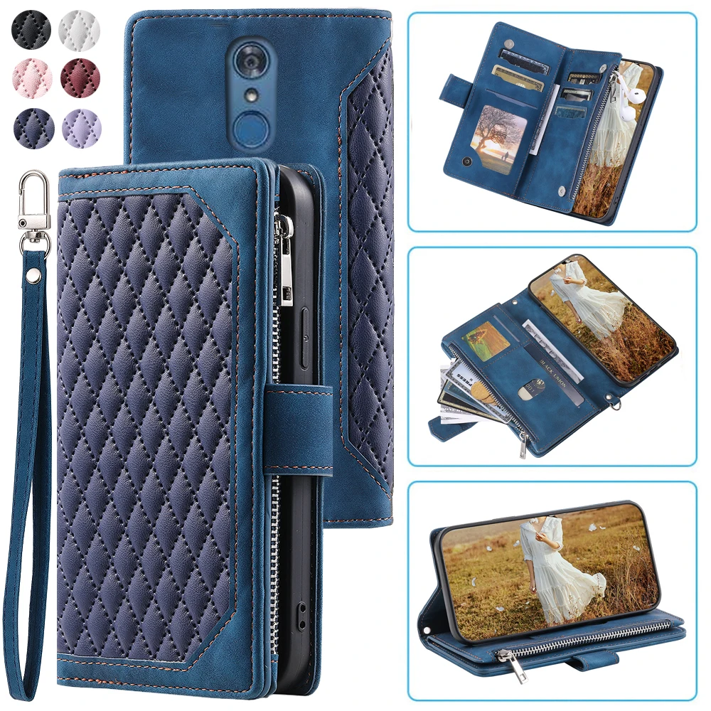 

Модный чехол-кошелек на молнии для LG Q7, чехол-книжка с несколькими отделениями для карт, чехол для телефона, чехол-книжка с карманом для карт и ремешком на запястье