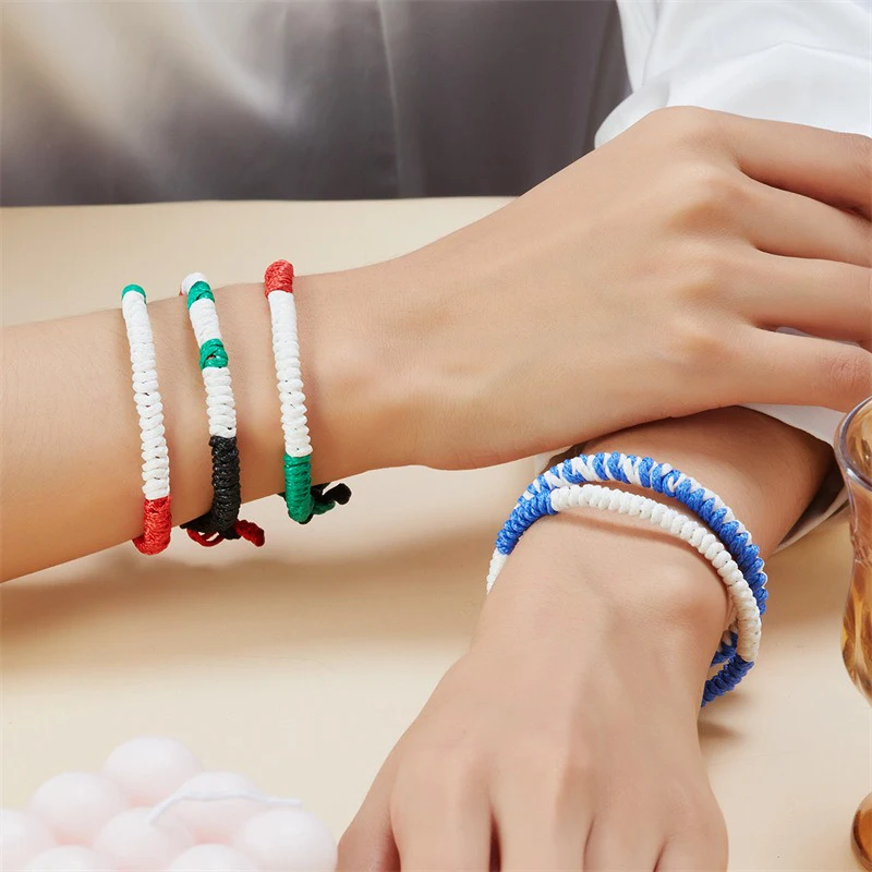 Очаровательный браслет с цветной веревкой и флагом Палестины Израиля для женщин