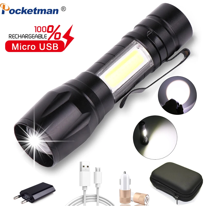 

Flashlight USB Rechargeable Torch Zoomable Flashlight Powerful Waterproof Torch Camping Flashlight COB Camping LED Flashlight