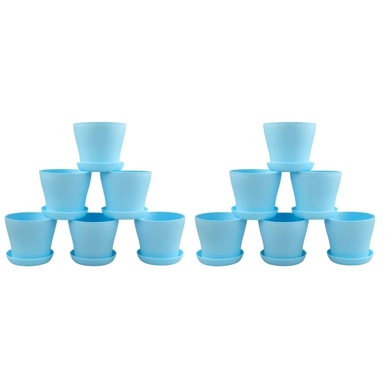 

10Pcs Plastic Plant Flower Seedlings Nursery Pot Planter Flower Plant Container Seed Starting Pots With Pallet Blue