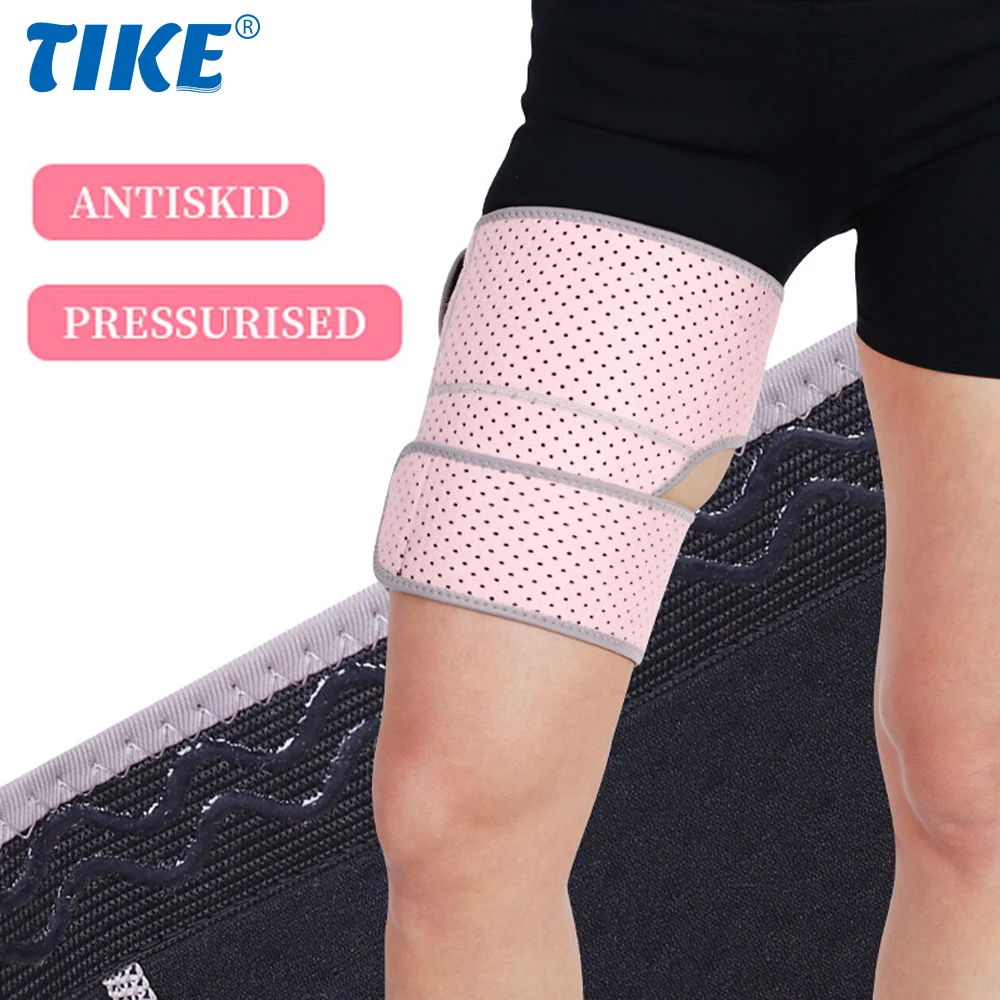 

TIKE Thigh Support, Super Breathable Thigh Compression Brace Thigh Support Wrap with Anti-Slip Lining for Adult Hamstring Injury