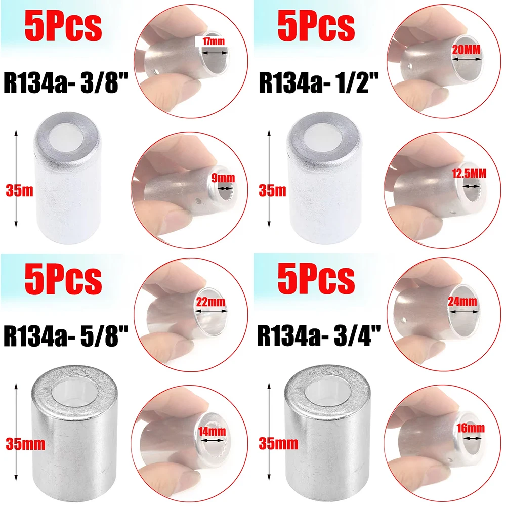 R134A/R12 Алюминиевый обжимной наконечник для автоматического кондиционера, стандартный/ограниченный барьер, втулки для шлангов хладагента, 5 шт./упак.