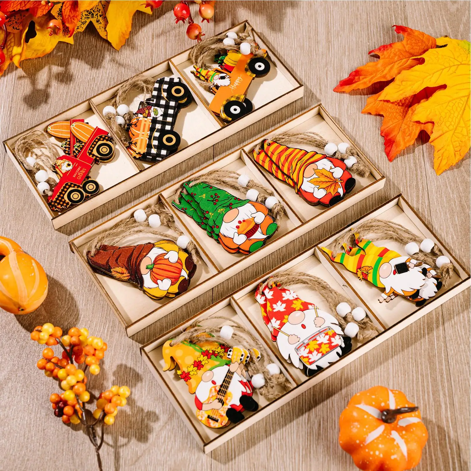 

Maple Leaf Pumpkin Holiday Gnomes Pendant Fall Thanksgiving Gnome Decorations Hanging Ornament for Autumn Harvest Party Supplies