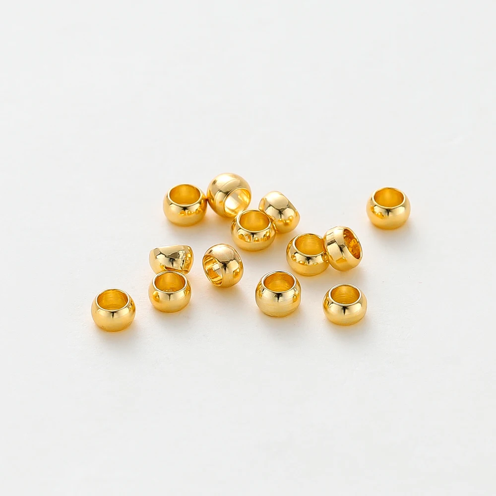 

100Pcs/lot 1.5/2/2.5/3mm 14K/18K Gold Color Plated Brass Positioning Beads for DIY Bracelet Necklace Jewelry Making Accessories