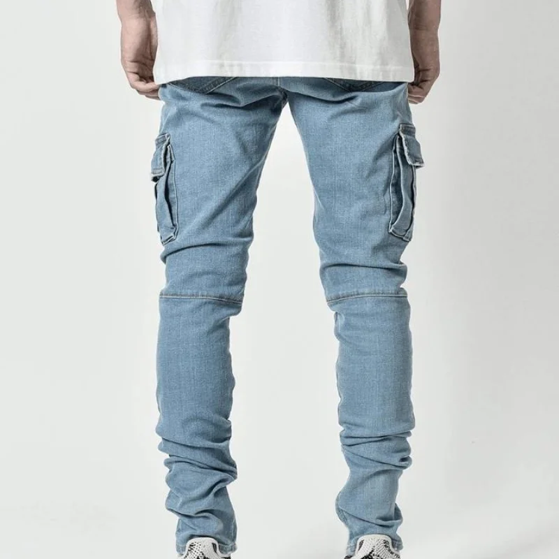 

Y2K Men's Fashion Fashion Tight Denim Pants Straight Baggy Men's Cargo Pants Hip Hop Street Skateboard Versatile Men's Pants