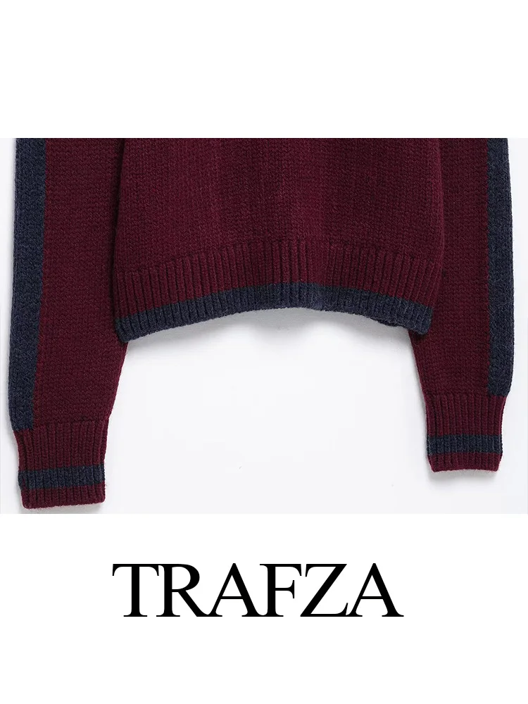 TRAFZA женский модный уличный стиль пуловер с отложным воротником свитер весенний