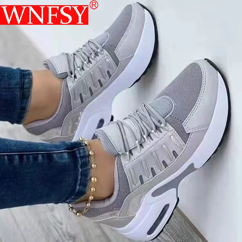 

Wnfsy Ladies Sneakers Lace Up Wedge Heel Vulcanized Shoes Thick Sole Air Cushion Casual Shoes Large Size Women Shoes Zapatillas