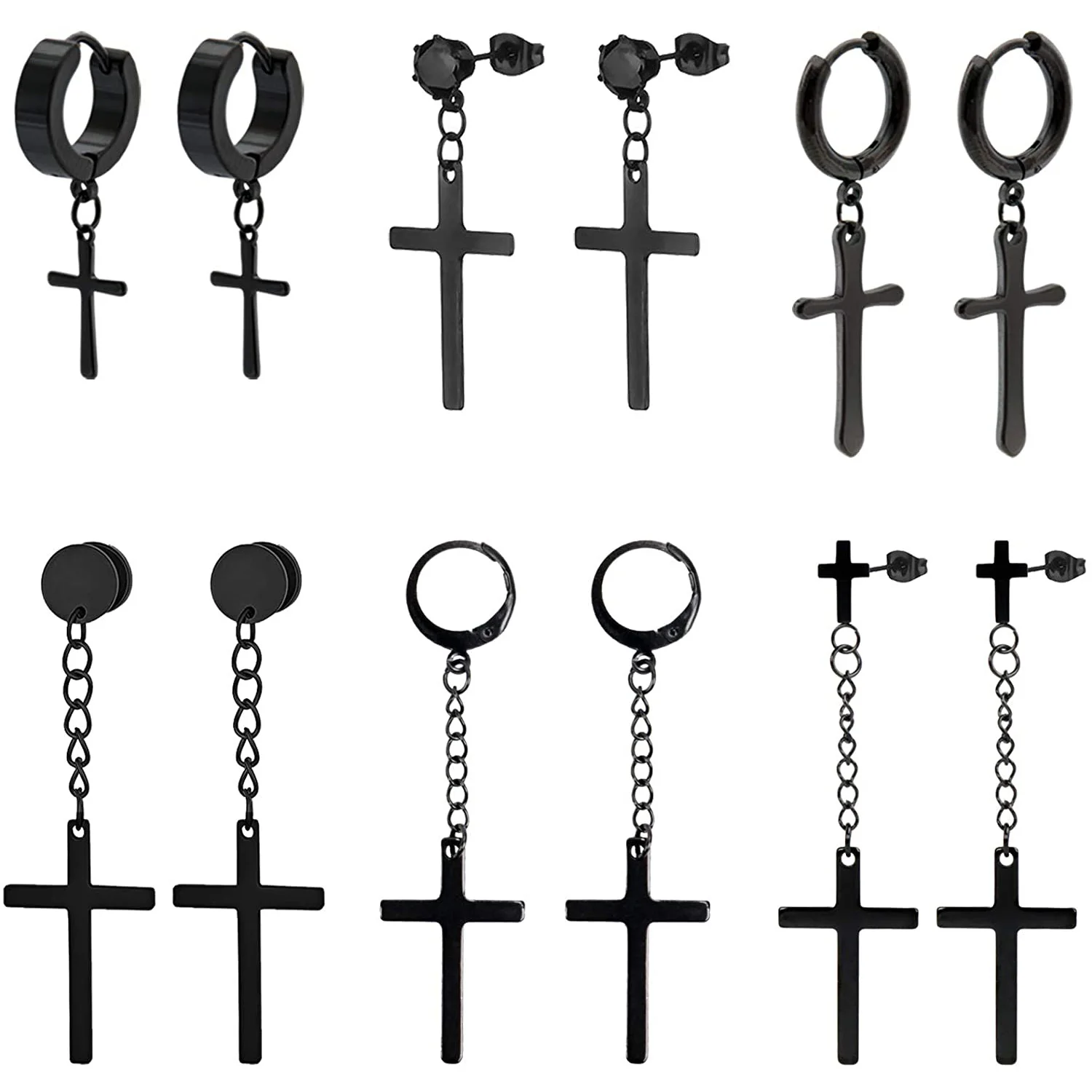 

6 пар, гипоаллергенные серьги-кольца из нержавеющей стали