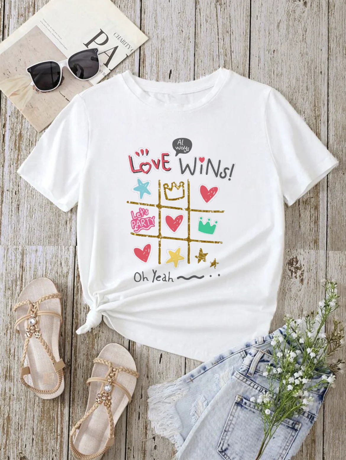 

Футболка женская с принтом букв, модная базовая Милая одежда с акварельным принтом, с коротким рукавом, T-Sh