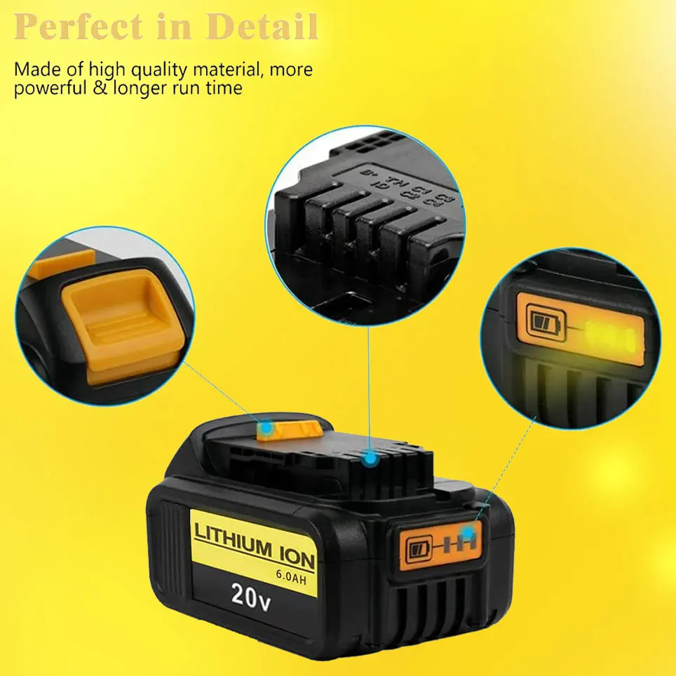 

2022 Lithium-ion rechargeable battery pack is suitable for DEWALT 20V battery, and Dewalt 20V DCB200 DCB201 DCB203 DCB204 DCBT-2