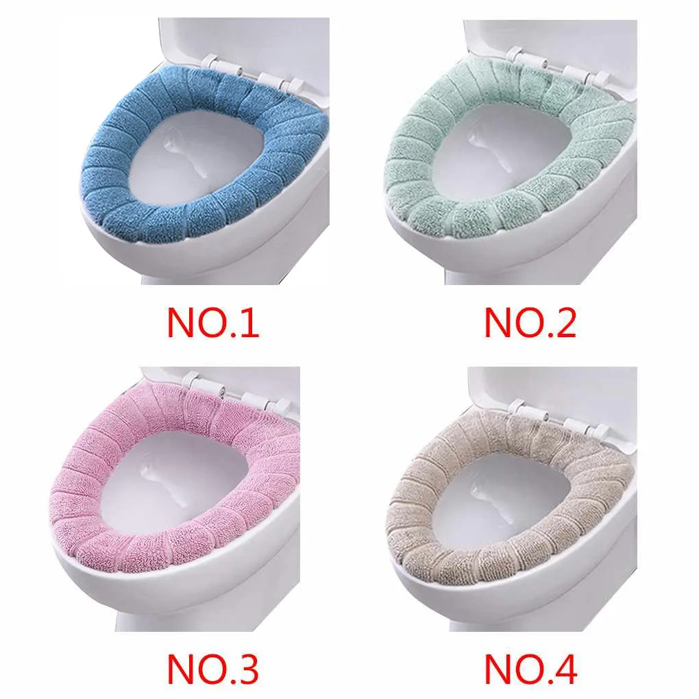 

Toilet Seat Cushion Bathroom Accessories Plush Thick Pad Washable Soft Winter Warmer Mat Pad Cushion Toilet Seat Bidet Covers