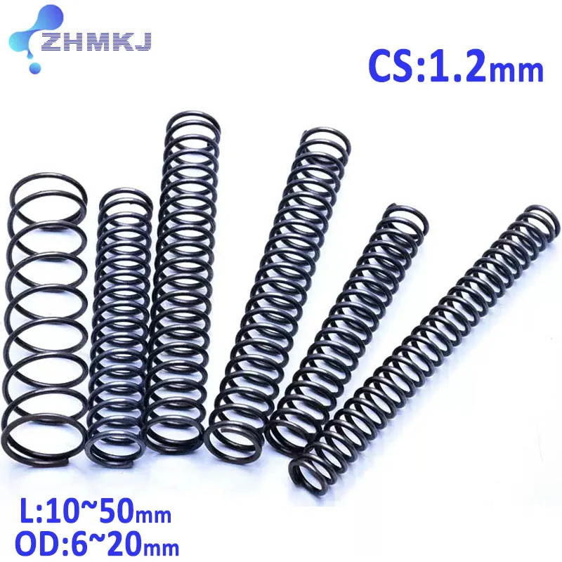 

Wire Diameter 1.2mm Black 65M Steel Small Compression Spring Pressure Spring Outer Diameter 6~20 Length 10-50mm High Elasticity