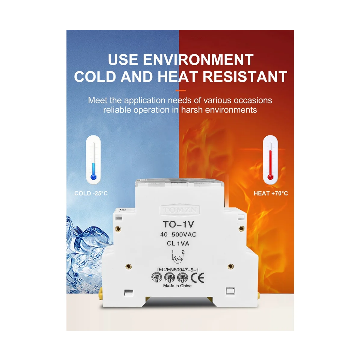 Однофазный вольтметр TOMZN на Din-рейку 40-500 В переменного тока модульный индикатор