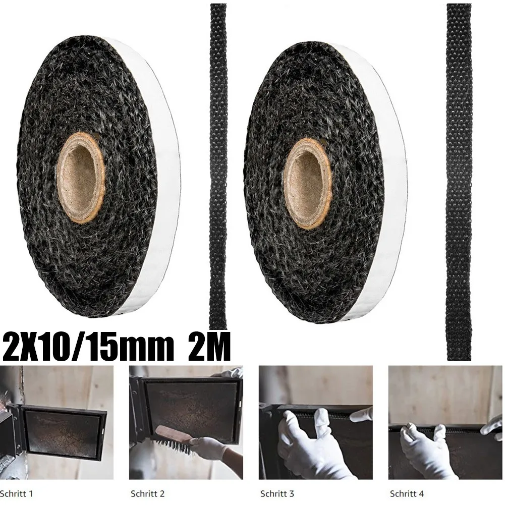 

2m Boilers Chimney Door Seals Dark Grey Flat Stove Rope Self Fiberglass Adhesive Glass Seal Stove Fire Rope Home Improvement