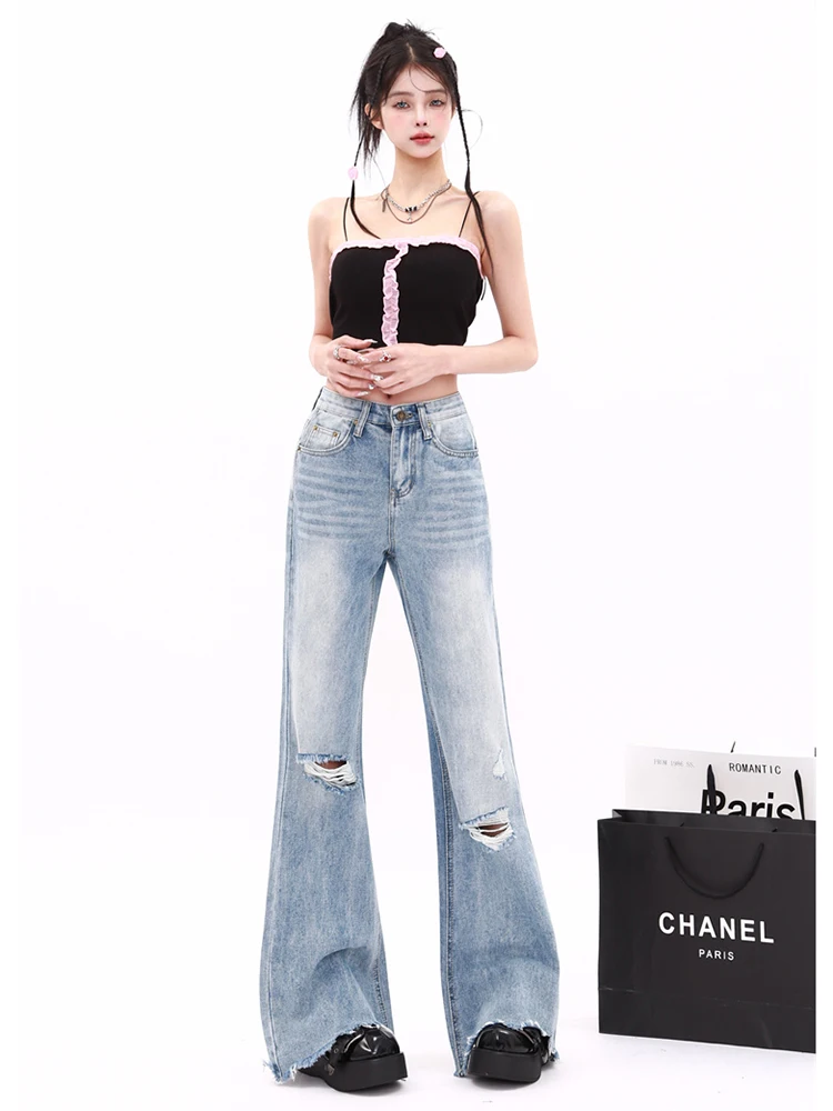 Модные корейские женские рваные джинсовые брюки WCFCX STUDIO в стиле Харадзюку