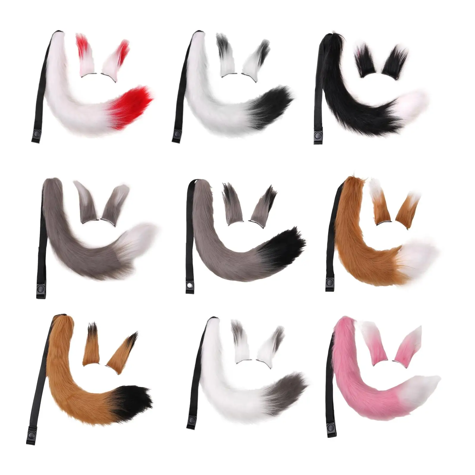 

Плюшевый комплект ушей и хвоста из искусственного меха, нарядный костюм, украшение для костюма, заколка для волос для платья, ролевых игр, карнавала, выступления на сцене