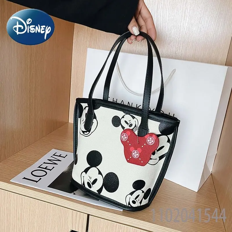 Disney Women's Bag Mickey Mouse Cute Versatile Canvas Bag Crossbody Handbag High Quality Large Capacity Fashion Trend for Girls