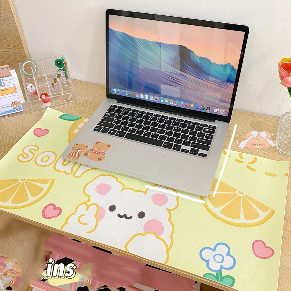

INS Kawaii Большой Коврик для мыши мультяшный Вишневый кролик коврик для клавиатуры Настольный коврик для студентов геймеров водонепроницаемы...