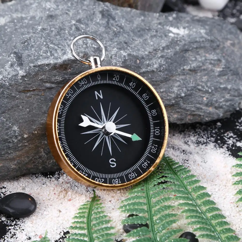1pc Portable Outdoor Aluminum Camping Compass Keychain for Presents Gift Gold Lightweight Practical Hiking Tools |