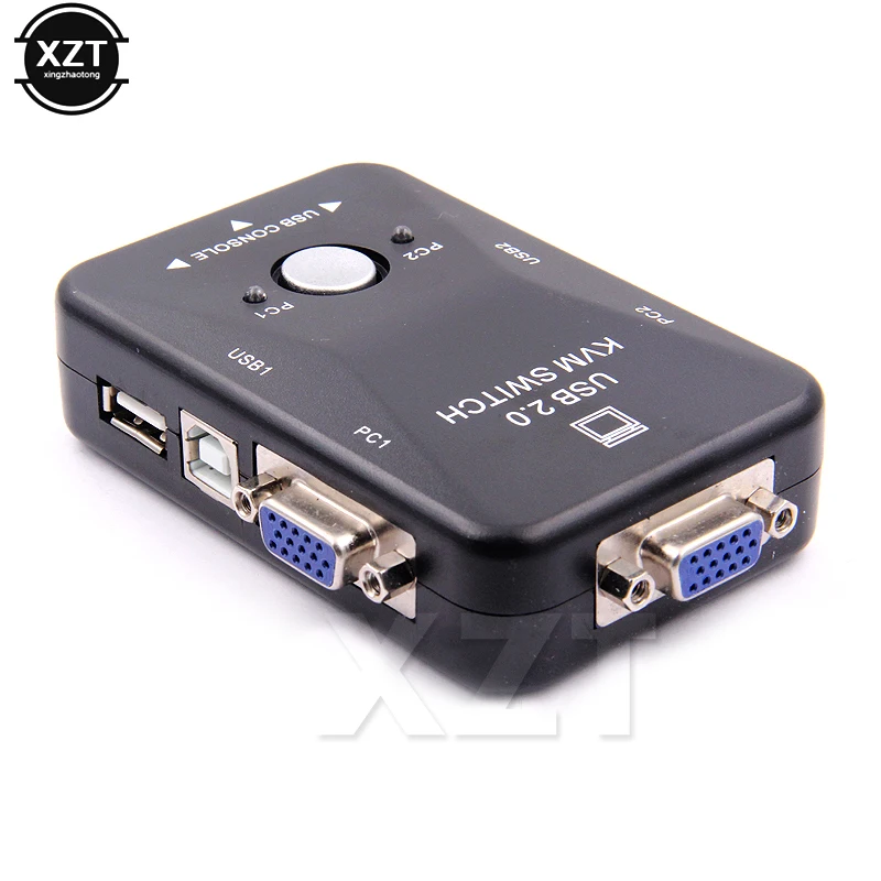 

KVM-переключатель с 2 портами USB 2,0, VGA-кабель, сплиттер для USB-клавиатуры, мыши, монитора, адаптер USB