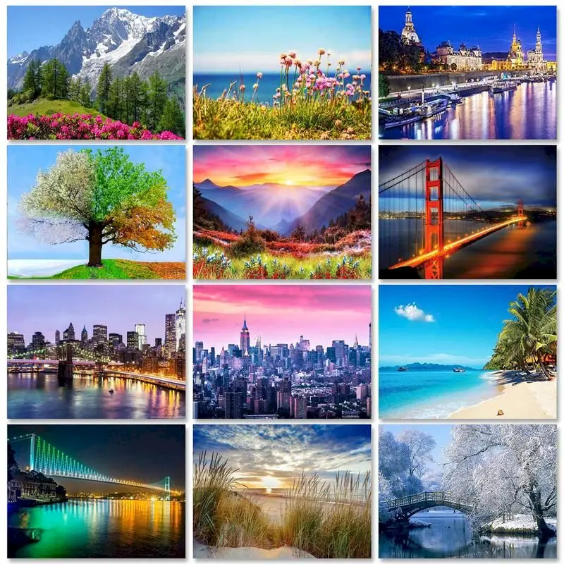 

Gatyztory 5d Diamond Painting Sunset rhinestones Diamond Embroidery Landscape Scenery Decorations For Home