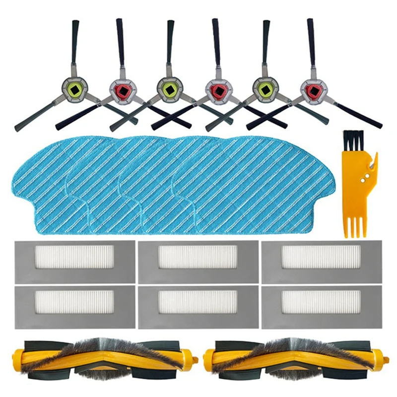 

19Pcs Roller Brush, Side Brush Filter And Mop Pad Replacement Parts For ECOVACS DEEBOT DE55 DE53 Vacuum Cleaner