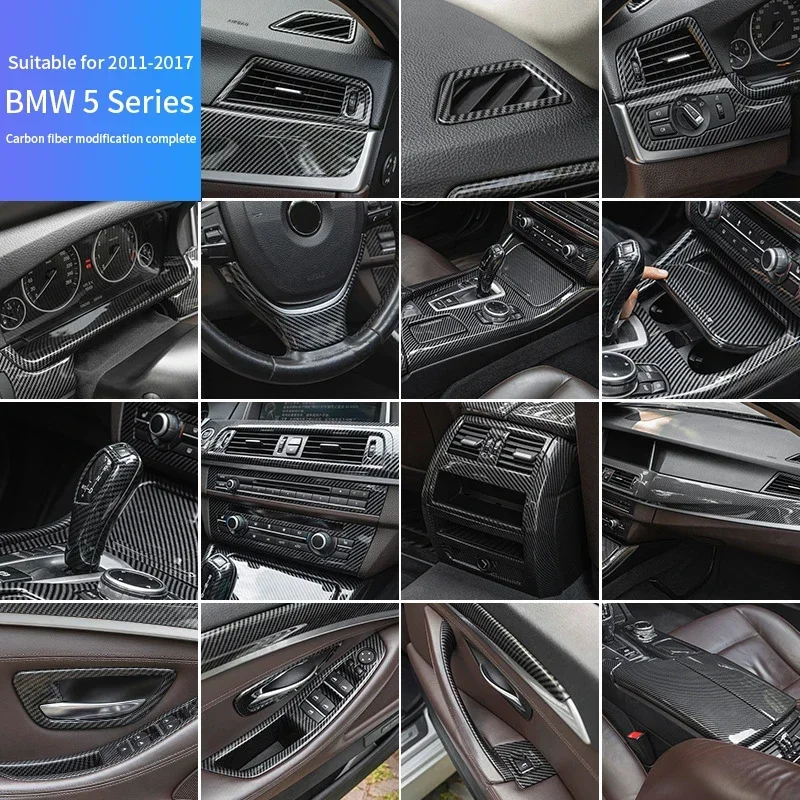 

Suitable for 11-17 BMW 5 Series interior stickers 520i 523li 525 modified carbon fiber center console panel decorative strips