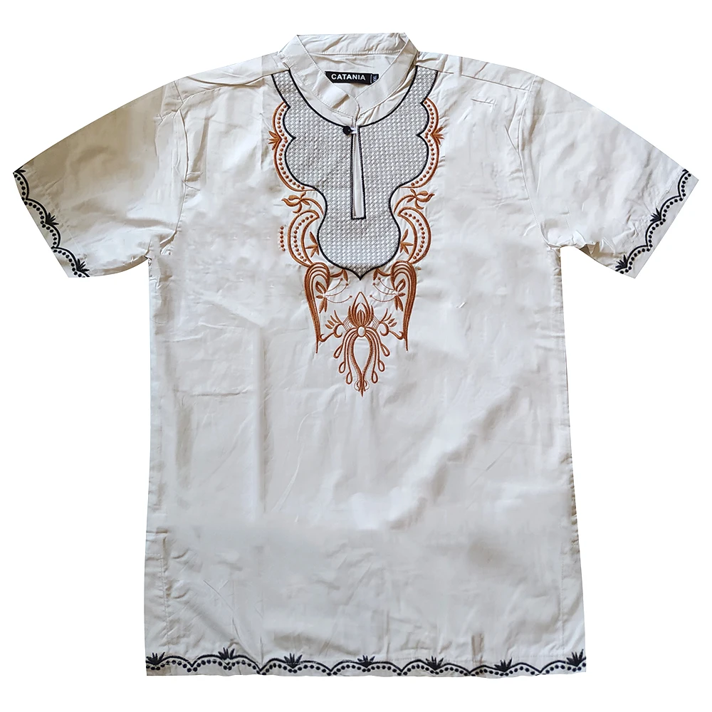 

Dashikiage Casual Summer Men's T-shirt Short Sleeve Stand Collar African Tribal Nation Clothes Vintage Embroidery Cotton Shirts